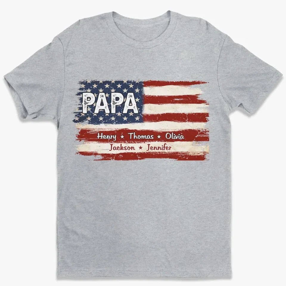Custom American Flag Unisex T-shirt, Hoodie - Personalized America 250th Anniversary Father's Day Birthday Gifts For Dad, Grandpa - Proud To Be American