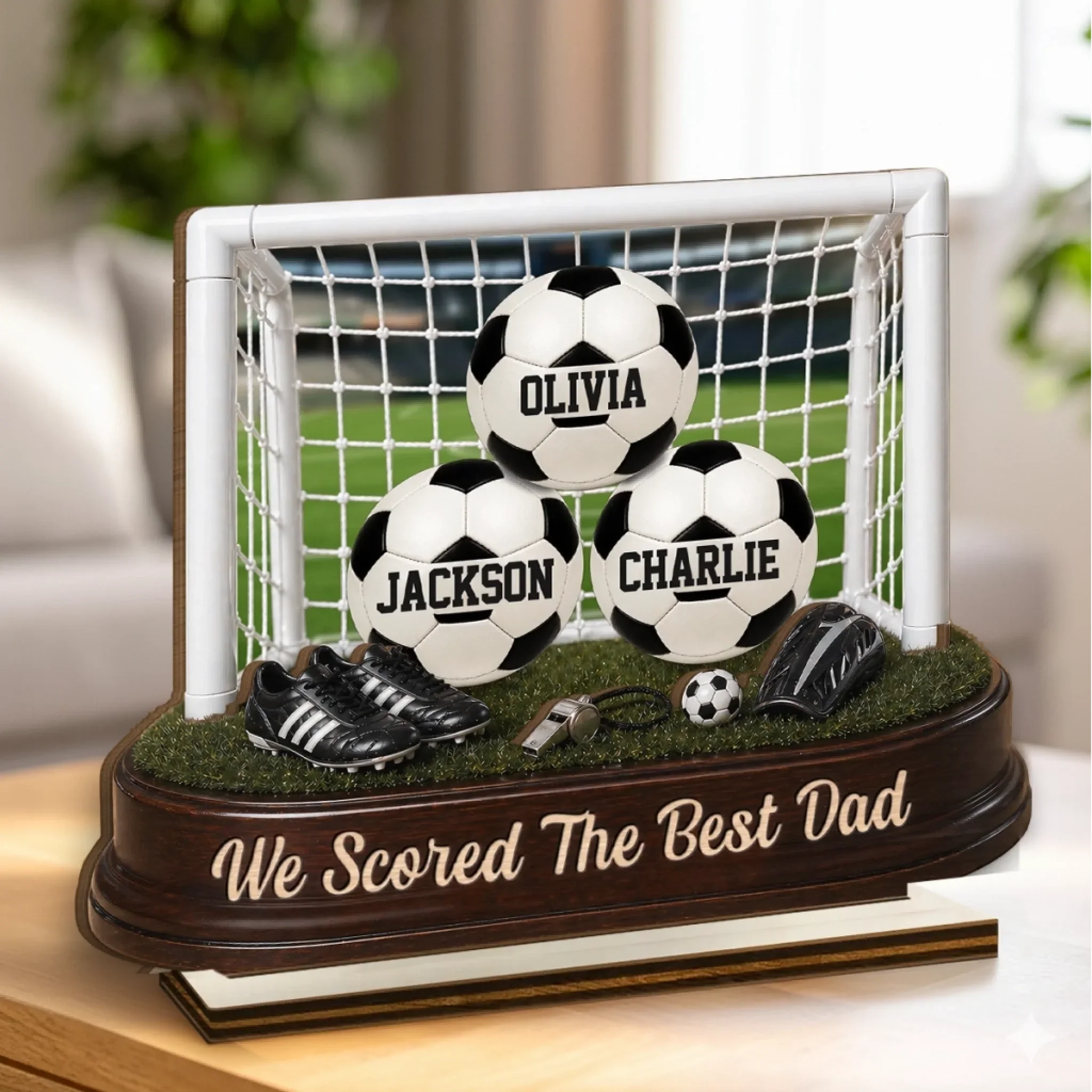 Custom Soccer World Cup 2-Layered Wooden Plaque - Personalized Father's Day Gifts For Dad, Grandpa, Soccer Lovers, Sports Fans, Sports Lovers - Game Day, Dad Day