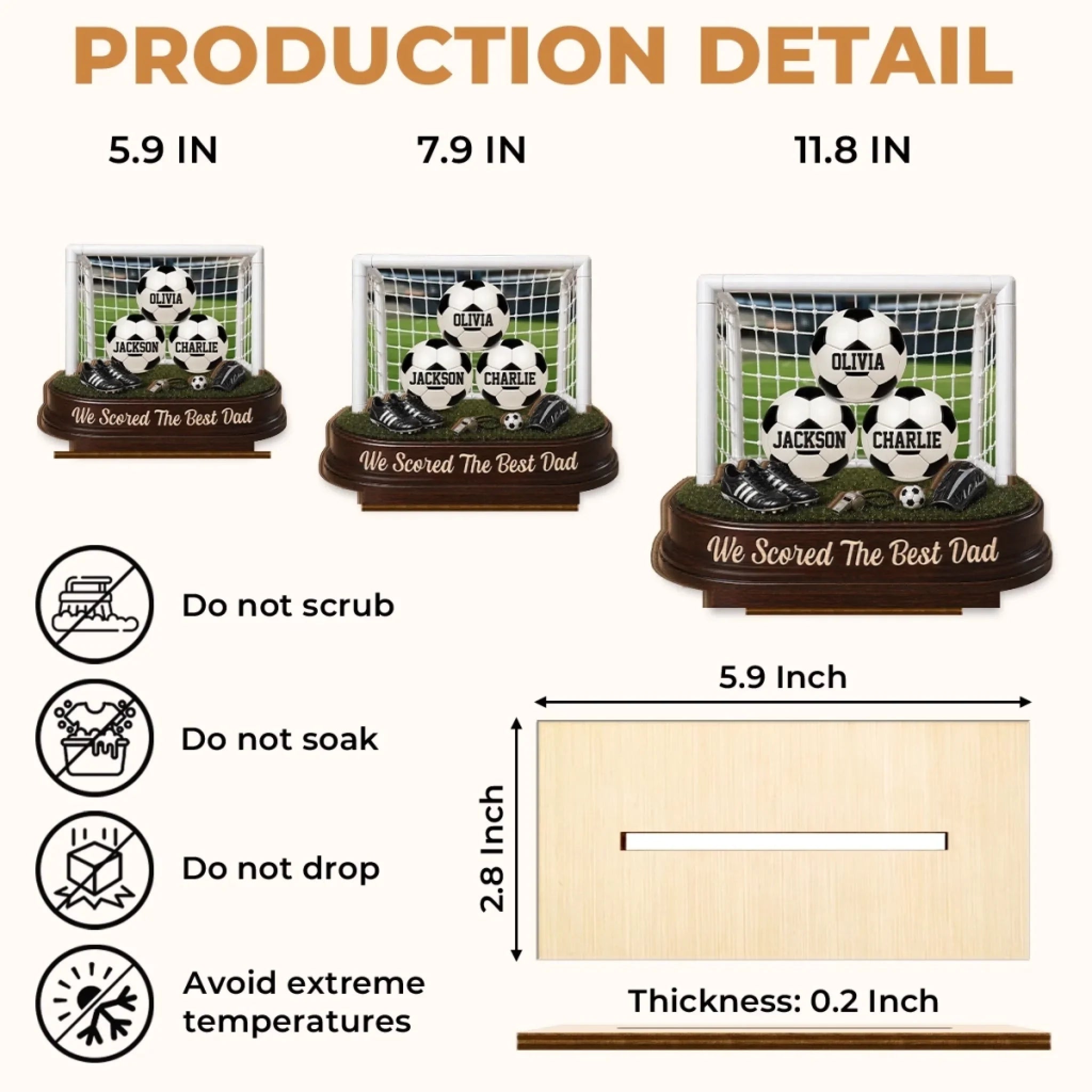 Custom Soccer World Cup 2-Layered Wooden Plaque - Personalized Father's Day Gifts For Dad, Grandpa, Soccer Lovers, Sports Fans, Sports Lovers - Game Day, Dad Day
