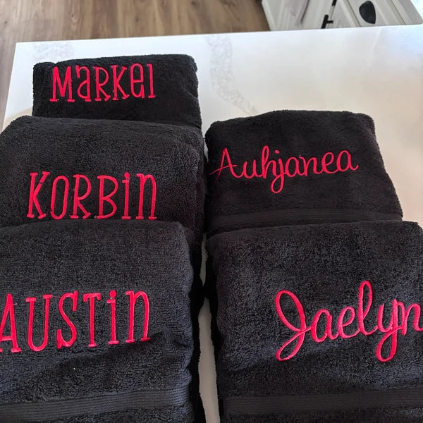Personalized Embroidered Bath Towel: Custom Monogrammed Cotton Towel