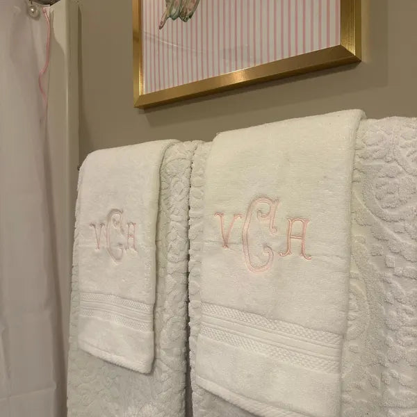 Monogrammed Hand and Bath Towel: Embroidered Gift, Custom Gift for Dad, Mom, Family