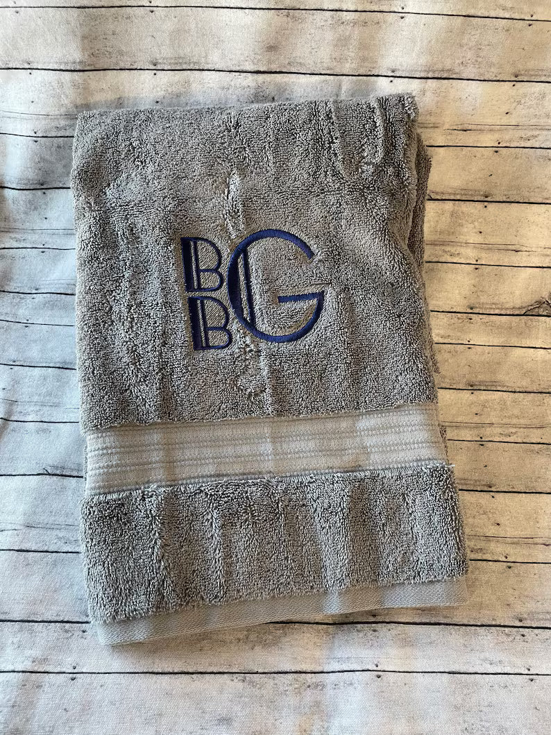 Personalized THICK Embroidered Bath Towel | Custom Gift for Dad, Husband| Custom Monogram Gift