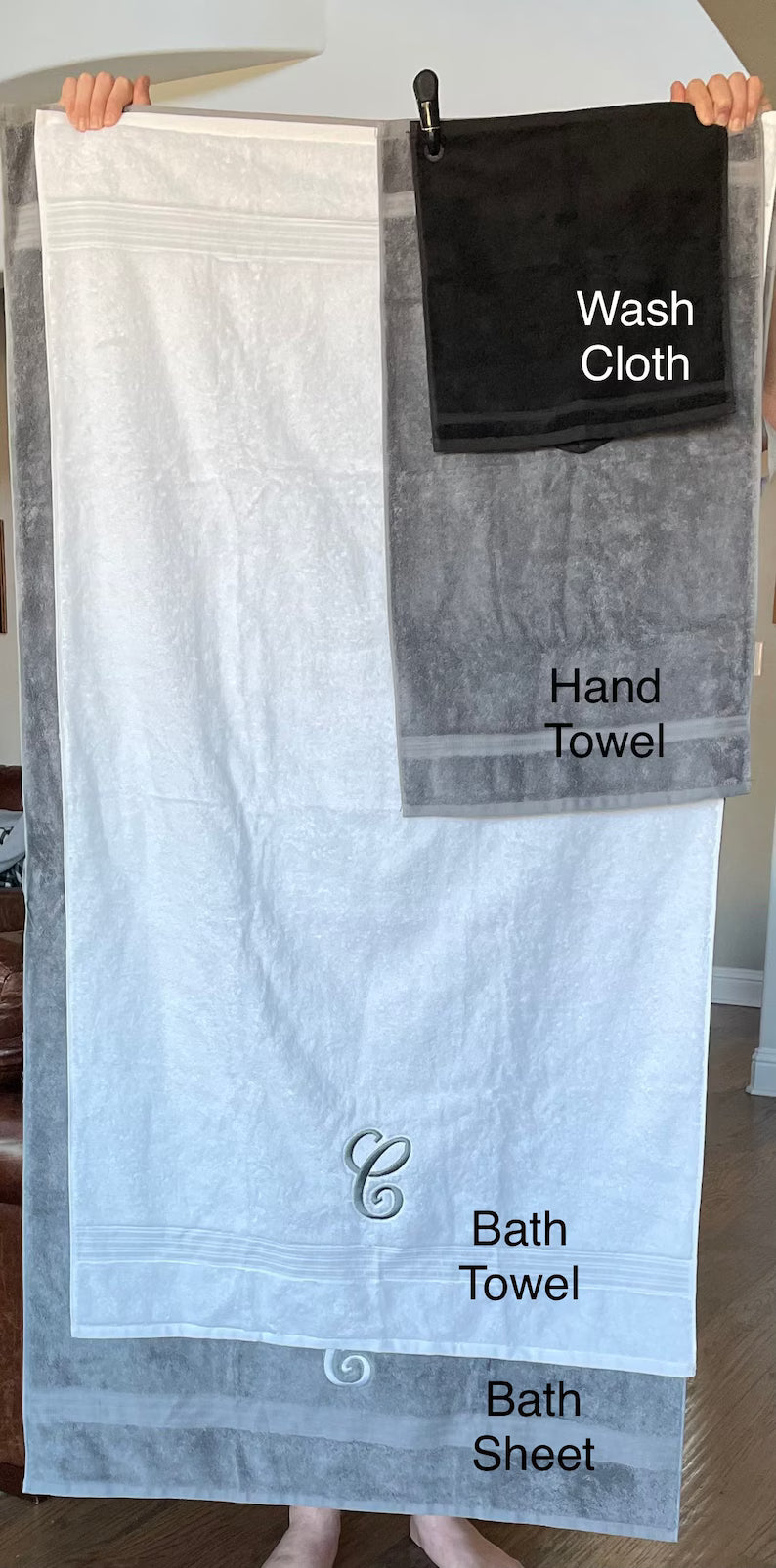 Personalized Embroidered Bath Towel: Custom Monogrammed Cotton Towel