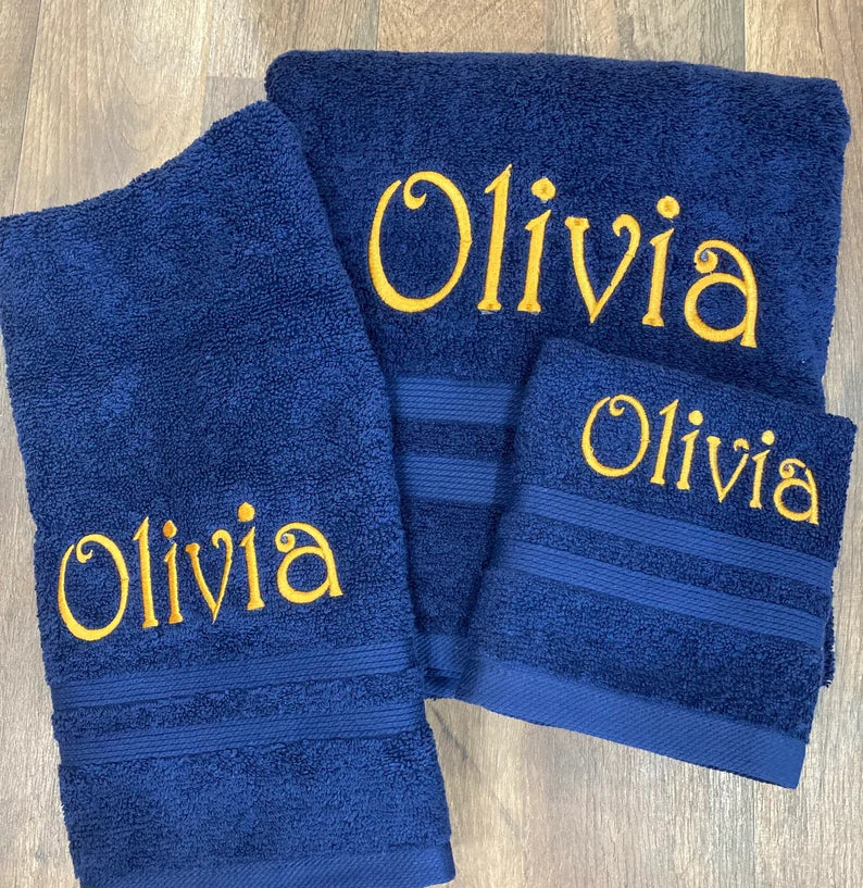 Personalized Embroidered Bath Towel: Custom Monogrammed Cotton Towel