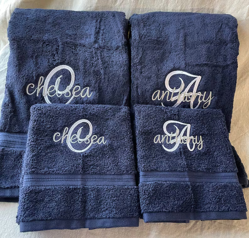Personalized THICK Embroidered Bath Towel | Custom Gift for Dad, Husband| Custom Monogram Gift