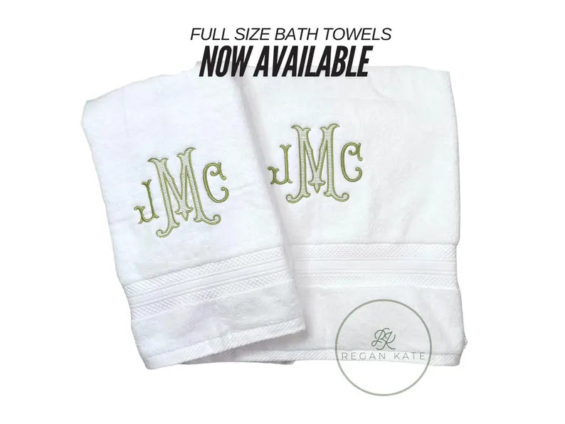 Monogrammed Hand and Bath Towel: Embroidered Gift, Custom Gift for Dad, Mom, Family
