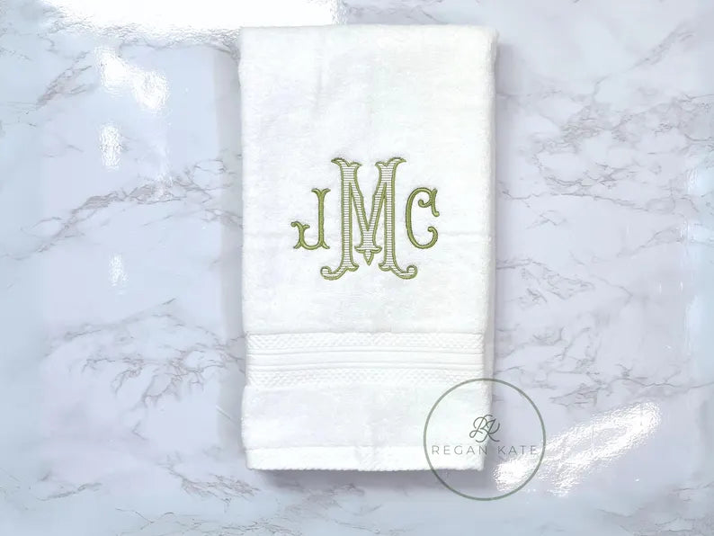 Monogrammed Hand and Bath Towel: Embroidered Gift, Custom Gift for Dad, Mom, Family