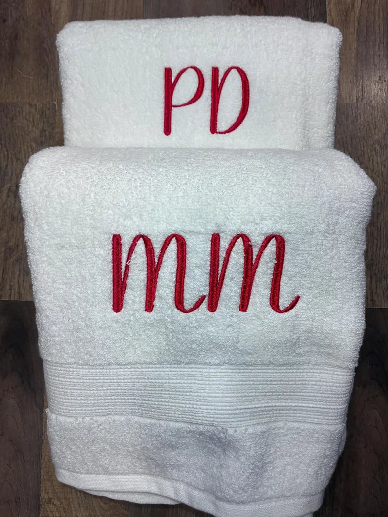 Personalized Embroidered Bath Towel: Custom Monogrammed Cotton Towel